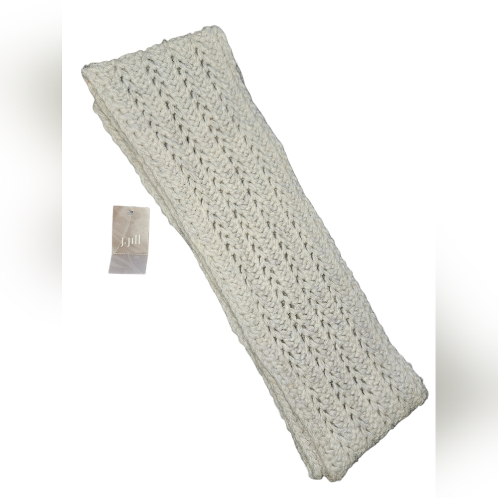 NWT J.Jill Cable Knitted Light Grey Heather Alpaca Blend Scarf